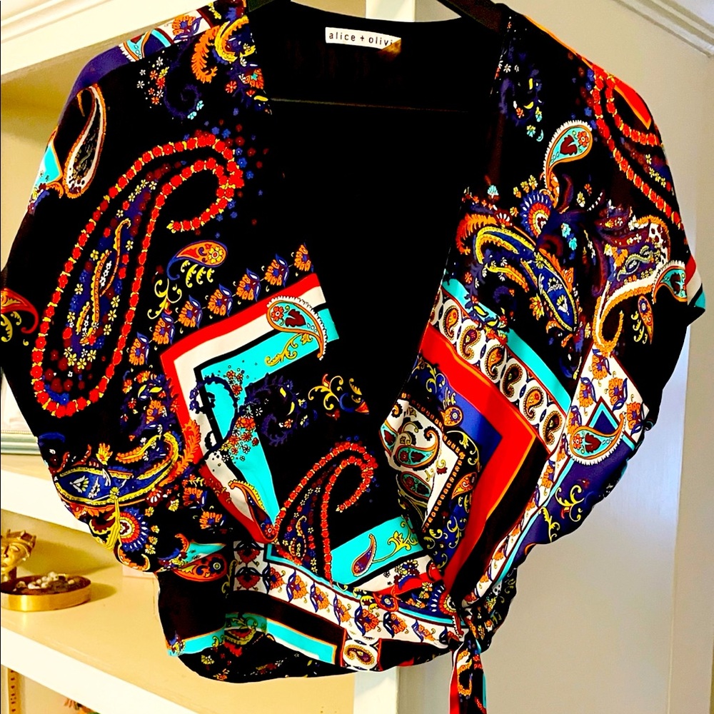 Alice & Olivia Print Wrap Top